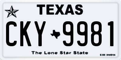 TX license plate CKY9981