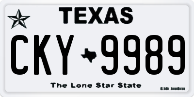 TX license plate CKY9989