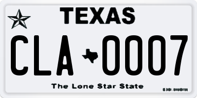 TX license plate CLA0007