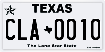TX license plate CLA0010