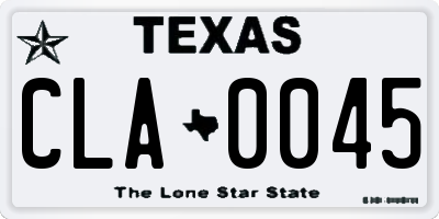 TX license plate CLA0045