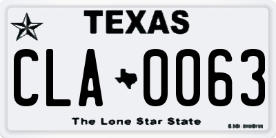TX license plate CLA0063