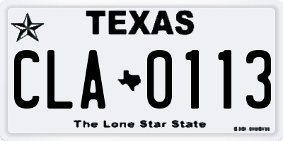 TX license plate CLA0113