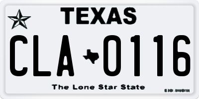 TX license plate CLA0116