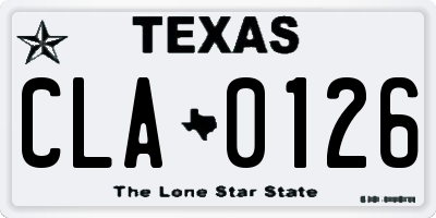 TX license plate CLA0126