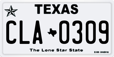 TX license plate CLA0309