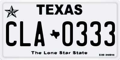 TX license plate CLA0333