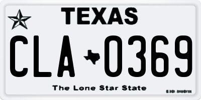 TX license plate CLA0369