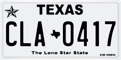 TX license plate CLA0417