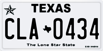 TX license plate CLA0434