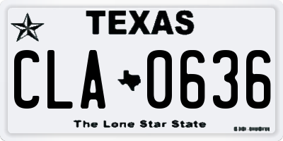 TX license plate CLA0636