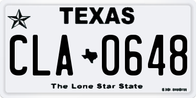 TX license plate CLA0648