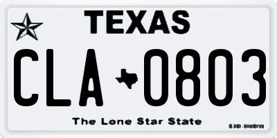 TX license plate CLA0803