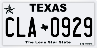 TX license plate CLA0929