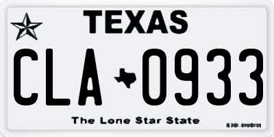 TX license plate CLA0933