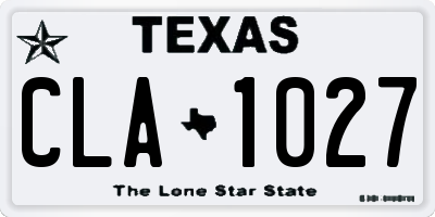 TX license plate CLA1027