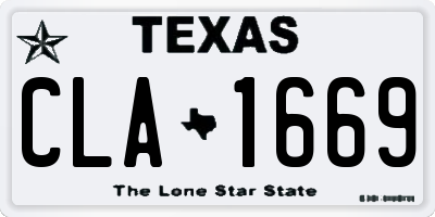 TX license plate CLA1669
