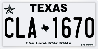 TX license plate CLA1670
