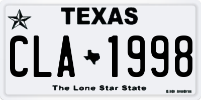 TX license plate CLA1998