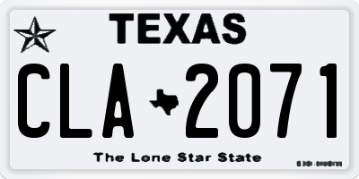 TX license plate CLA2071