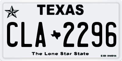 TX license plate CLA2296
