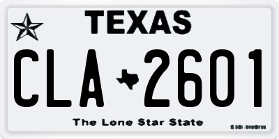 TX license plate CLA2601