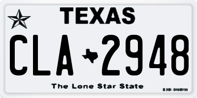 TX license plate CLA2948