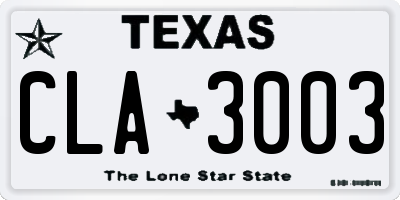 TX license plate CLA3003