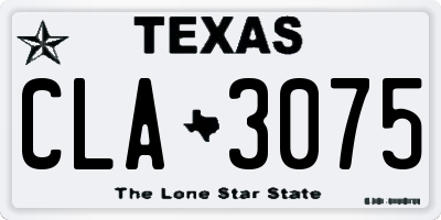 TX license plate CLA3075