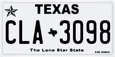 TX license plate CLA3098