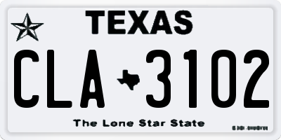 TX license plate CLA3102