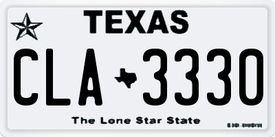 TX license plate CLA3330