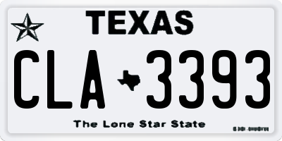 TX license plate CLA3393