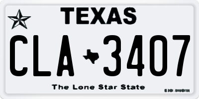 TX license plate CLA3407