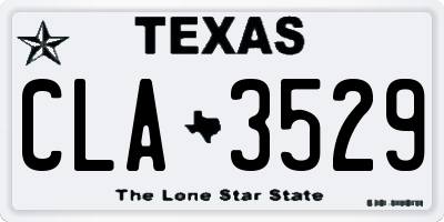 TX license plate CLA3529