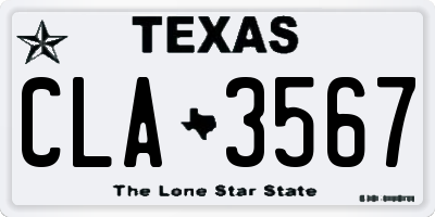 TX license plate CLA3567