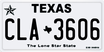 TX license plate CLA3606