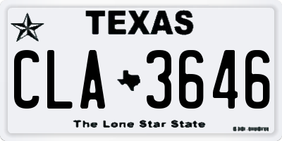 TX license plate CLA3646