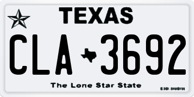 TX license plate CLA3692