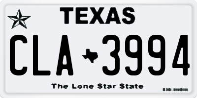 TX license plate CLA3994