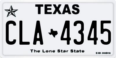 TX license plate CLA4345
