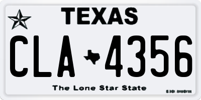 TX license plate CLA4356