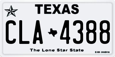 TX license plate CLA4388
