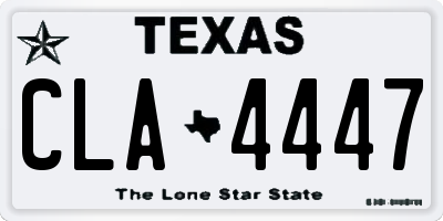 TX license plate CLA4447