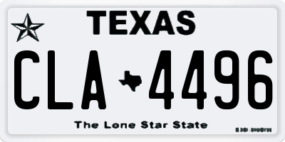 TX license plate CLA4496