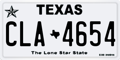 TX license plate CLA4654