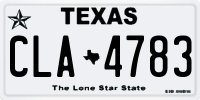 TX license plate CLA4783