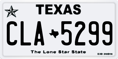 TX license plate CLA5299