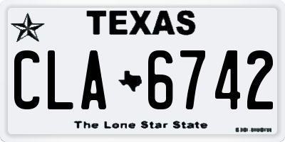 TX license plate CLA6742