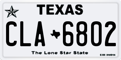 TX license plate CLA6802